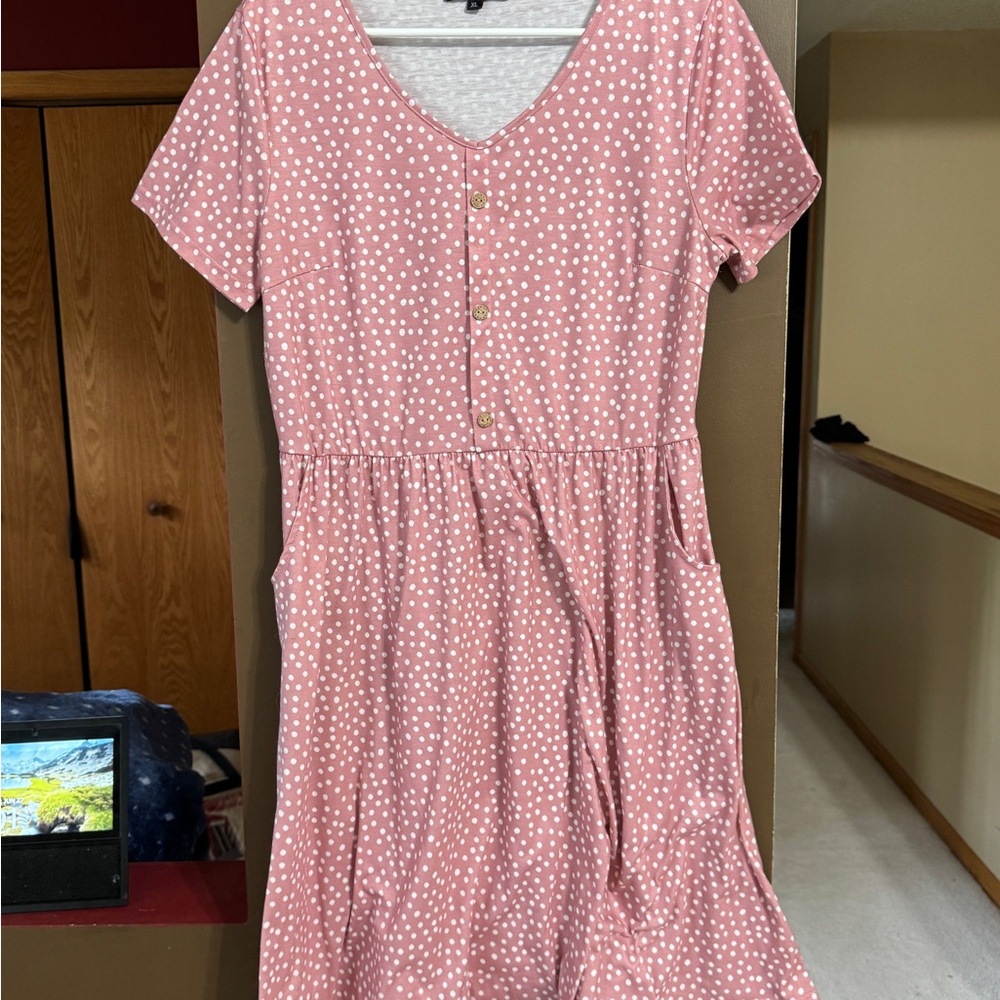 Yathon Pink Polka Dot Dress
